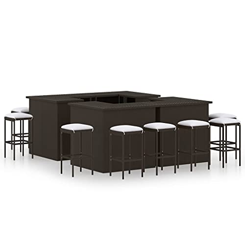 vidaXL Set da Bar da Giardino 16 pz con Cuscini in Polyrattan Marrone