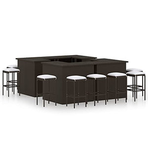 vidaXL Set da Bar da Giardino 16 pz con Cuscini in Polyrattan Marrone