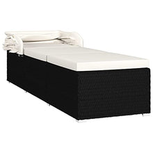 vidaXL Lettino Prendisole Regolabile con Tettuccio e Cuscino Foderato Sdraio Doppio Chaise Longue Telaio in Acciaio Bianco Crema in Polyrattan