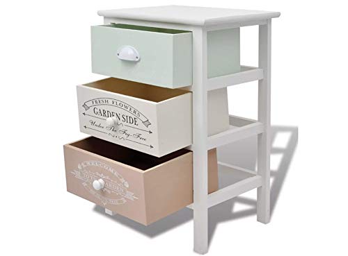 Cassettiera Stretta Vintage, Comodino 3 Cassetti Mobili Cassettiera Armadietto Chic in Classico per Camera da Letto e Bagno Home Decor, 38 x 28 x 57 cm