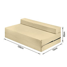 Futon Z - Divano letto matrimoniale, pieghevole, per adulti e bambini, con rivestimento rimovibile con cerniera, colore: Panna