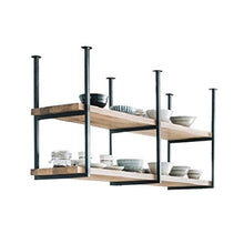 Porta bottiglie da vino Portabottiglie a 2 livelli Mensola a soffitto Rack di stoccaggio decorativo a sospensione Mobiletto pensile in ferro battuto in legno LOFT Retro Industry per Ristorante/ Bar/ C