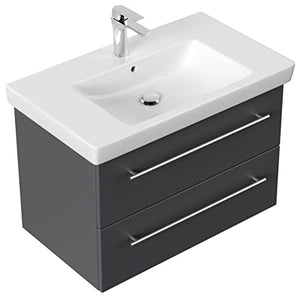 Villeroy & Boch Lavabo con mobiletto, Legno, Antracite Lucido, 75x50x44 cm, 2 unità