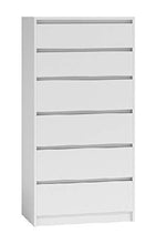 Shumee K6 - Comò con 6 cassetti, altezza 139 cm, colore: Bianco