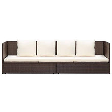 vidaXL Lettino Prendisole da Giardino Cuscini in Polyrattan Marrone