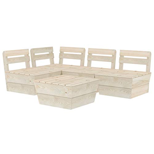 FAMIROSA Set Divani da Giardino su Pallet 5 pz in Legno Abete Impregnato-3716