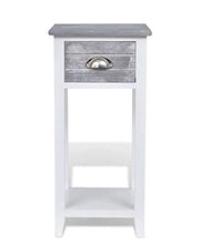 Zerone Comodino per camera da letto, comodino, mobiletto con 1 cassetto per camera da letto, soggiorno, rettangolare, 30 x 30 x 63 cm, grigio e bianco