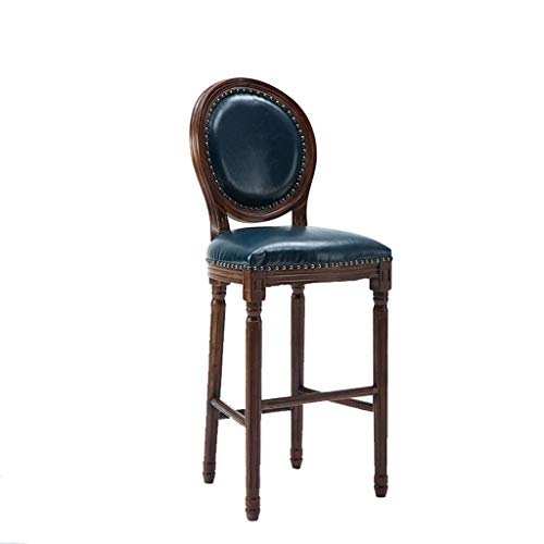 Lxn Retro Casual Sedia da Pranzo in Legno massello Marrone Bar Altezza Sgabello, in Pelle Cerata di Alta qualità Imbottito, Perfetto per Sala da Pranzo e Soggiorno, Counter, Bar - 1PCS