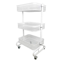 3-Tier Metal scaffali di stoccaggio di laminazione, Carrello servizio di utilità, moderna cucina miniMalista soggiorno camera da letto bagno metal storage shelf,White