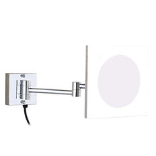 OMLTER LED Specchio Trucco Wall Mount, 10x Ingrandimento Pieghevole Unico Lato Bellezza Specchio con Luci, 8" Specchio Parete per Hotel Bagno, Acrilico Telaio