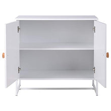 Armadietto portaoggetti bianco a 2 ante con 2 ripiani a cassapanca con maniglie in legno per soggiorno, camera da letto, casa o ufficio, struttura in legno MDF e metallo