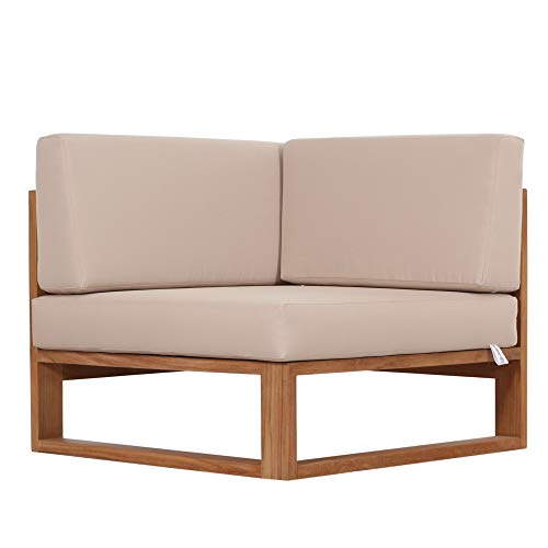 Teako Design Divano da esterno Molveno con cuscini in legno massiccio non trattato, resistente alle intemperie, in teak
