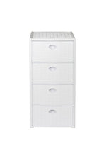 Cassettiera in plastica effetto rattan, con 4 cassetti, a rotelle, Dimensioni: 40 x 40 x 81 cm, bianco