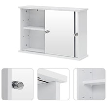 EUGAD Mobiletto Pensile da Bagno con Specchio Armadietto Bianco Lucido da Lavabo con Due Porte 55x14x36cm 0021WY