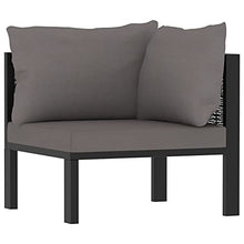 SKM Set Divani da Giardino 9 pz con Cuscini in Polyrattan Antracite