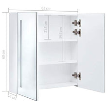 Cikonielf L'armadietto per specchio da bagno è dotato di una lampada LED da specchio con due ante e 3 ripiani interni, design moderno, pannello in MDF di alta qualità, 62 x 14 x 60 cm