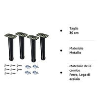 DOLCI SOGNI Set 4 Piedi Letto, Piedi per Rete a Doghe Universali, Compatibile Eminflex, Gambe Letto in Acciaio Nero, Altezza 30 cm, Piedini Letto Matrimoniale e Letto Singolo, 100% Made in Italy