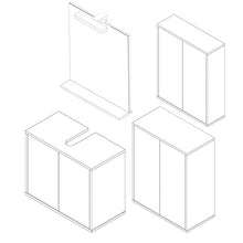 Fackelmann - Set di mobili da Bagno con Specchio LED da 60 cm e 5 Pezzi, Colore: Grigio Antracite