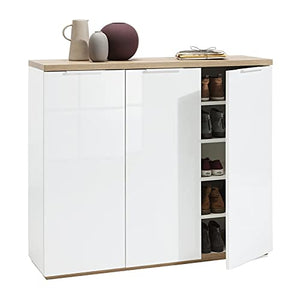 Composad Mobile/SCARPIERA Bianco Lucido E Riviera Oak, (LxAxP): 120,00x102,40x35,00 cm, adatto a ingresso, ripostiglio, lavanderia