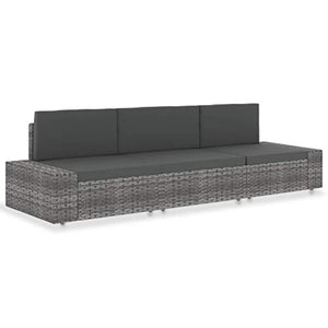 Tidyard Divano Modulare a 3 Posti, Divano da Esterno, Mobili da Giardino in Polyrattan Grigio