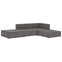 Tidyard Set di Mobili da Giardino in Polyrattan, Set Divani 3 Posti da Giardino/Esterno con Cuscini e Tavolino 4 pz, Leggero e Modulare, Grigio