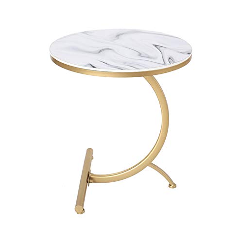 Tavolino di Smontaggio Tipo C. Tavolo da Giardino Rotondo in Metallo Tavolino da Esterno per Soggiorno Terrazza Balcone, 55 × 60 Cm (Color : White)