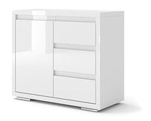 BIM Furniture - Comò Nordic Bianco I credenza Highboard, finitura lucida, colore: Bianco