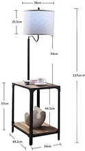 HMDJW Comodino luci LED con - Medieval Modern Living Room Dining Table - Comodino con Wireless Charging Pad e Porta USB - Treppiede Legno Naturale