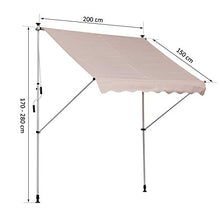 Outsunny Tenda da Sole per Esterno a Rullo con Manovella, Telaio Telescopico e Angolazione Regolabile, Beige, 200x150cm