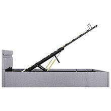 Tidyard Letto Idraulico Contenitore LED Grigio Chiaro Tessuto 140x200cm,Camera da Letto, Camera degli Ospiti o dormitorio