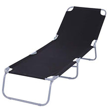 Outsunny Sdraio da Giardino Pieghevole in Metallo e Tessuto Oxford, Lettino Prendisole Traspirante 180x55x24cm Nero