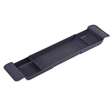 Yardwe Scarico scalabile Vasca Doccia Vassoio Hollow out Organizer portaoggetti in plastica Rack per Bagno WC (Nero)