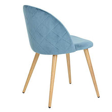 N/A Set di 2/4/6 sedie da Pranzo in Velluto Sedie Mid-Century in Stile Moderno per Il Tempo Libero Sedie Laterali Imbottite con Gambe in Metallo per Soggiorno (Blu, 4)