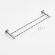 Leekayer Portasciugamani in acciaio inox, doppio braccio porta asciugamani in nichel spazzolato fissaggio a parete 60 cm
