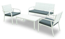 Set Salotto da Giardino Divano 2 Poltrone e Tavolino in Acciaio Rigel Bianco