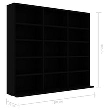 Tidyard Armadio Porta CD/Dvd con Scomparti Aperti, Armadio per Casa e Ufficio, Armadio in Truciolato 102x16x89,5 cm (Nero)