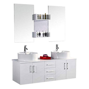 GRAFICA MA.RO SRL Mobile ARREDO Bagno Modello White Lion 150 CM ARREDOBAGNO SOSPESO RUBINETTERIA LAVABO Bianco Neve, Rubinett. e Due Lavabo Inclusi