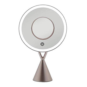 Specchio da Tavolo con Luce di riempimento a LED 5 Volte Lente d'Ingrandimento ad aspirazione Magnetica 45 Gradi con Regolazione Gratuita in Oro Rosa