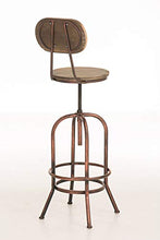 CLP Sgabello Design Industriale Pino In Legno E Metallo I Sgabello Bar Bancone Regolabile 68-88 CM Con Schienale, Colore:bronzo