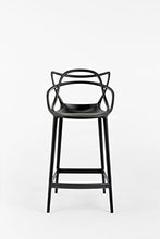 Kartell Masters Stool Sgabello, Tecnopolimero termoplastico Riciclato con Carica Minerale e Trattamento Soft-Touch, Nero, H. 65