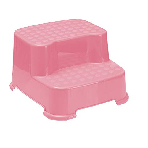 SHANCL Poggiapiedi Poggiapiedi Sgabello di Sicurezza A 2 Passaggi Sgabello Antiscivolo Impugnatura Fissa Resistente all'Usura for WC, Cucina, Letto (Color : Pink)