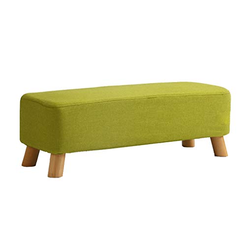 Mobili per la casa e Giardino Panca Imbottita in Legno massello con Seduta Imbottita e Sgabello Regolabile Lungo con Rivestimento in Lino Estraibile, Colore Verde 82x28x26cm Ottomani da Cucina