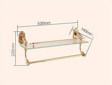 GJJSZ Mensola in Vetro Oro Europeo Porta Asciugamani da Bagno a Parete,mensola da Bagno 53 * 14 * 22 cm