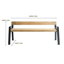 Panchina per terrazza da parco Panchine per il tempo libero da esterno, Panchine da giardino resistenti alle intemperie in ghisa e pino, Panchina decorativa retrò con schienale e braccioli, Panchina