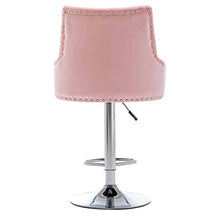 Sedia A Sgabello Per Bar in Velluto Con Schienale Ampio E Poggiapiedi, Sgabello Girevole Regolabile in Altezza Con Base Cromata Per Ufficio Cucina Ufficio,Rosa