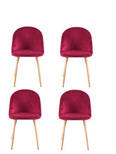 N/A Un Set di 4 sedie da Pranzo con Gambe in Velluto Morbido e Gambe in Legno, perfette per la Cucina Soggiorno Camera da Letto Bar (Rosso)
