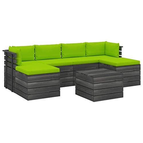 vidaXL Set Divani da Giardino su Pallet 7 pz con Cuscini Massello Pino