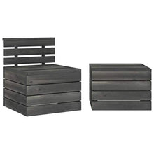 vidaXL Divano da giardino in legno di pino massiccio, 2 pezzi, divano da giardino per pallet, mobili da giardino e da giardino, colore grigio scuro