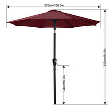 ABCCANOPY Ombrellone con pulsante per l’inclinazione, per il cortile, tavolo, mercato, giardino, terrazza e piscina, 8 stecche, oltre 13 colori, diametro: 19 cm / 22,9 cm / 25,4 cm