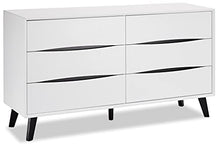 Ibbe Design Cassetti Armadietto Cassettiera Bianco Nero Credenza con 6 Cassetti di Stile Moderno Scandinavo Lyon per Soggiorno Camera da Letto Corridoio, Gambe in Legno Masselo Nero
